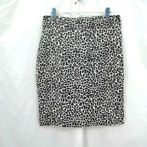 Paniz Women’s Leopard Pencil Skirt 14 White Black Gray Lined Back Zipper